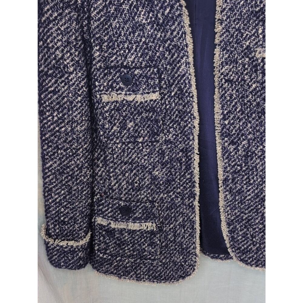 Purple and Cream Tweed Collarless Jacket - Picture 4 of 8